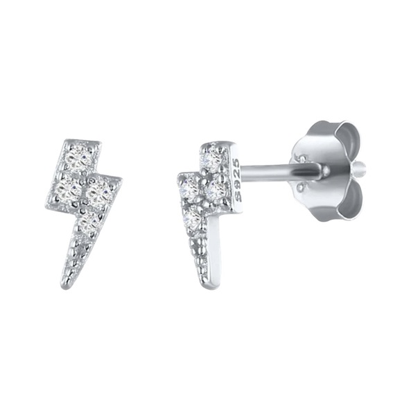 New Sterling Lightning Bolt Stud Earrings - Picture 1 of 2